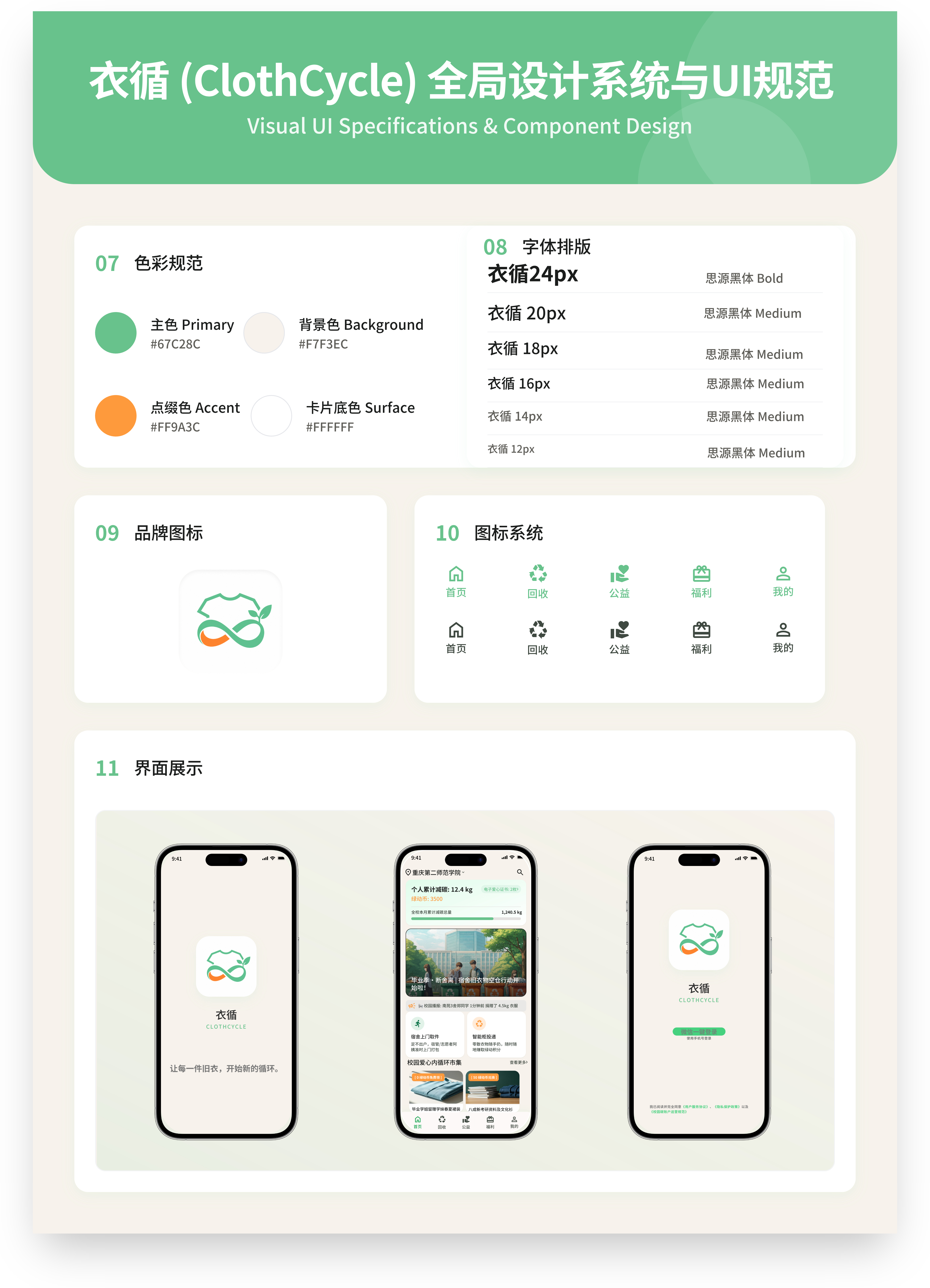 衣循 UI 视觉规范与组件展示